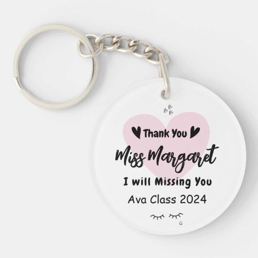 Leraar waardering Dank u School Custom Sleutelhanger (Voorkant)