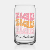 Leraar waardering gepersonaliseerd met naam retro blikvorm glas (Voorkant)