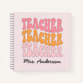 Leraar waardering gepersonaliseerd met naam retro notitieboek (Voorkant)