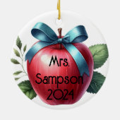 Leraar Waardering Gepersonaliseerde Appels en Boge Keramisch Ornament (Achterkant)