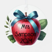 Leraar Waardering Gepersonaliseerde Appels en Boge Metalen Ornament (Achterkant)