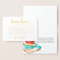 Leraar Waardering Gepersonaliseerde Gold Folie