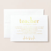 Leraar Waardering Gepersonaliseerde Gold Folie Kaarten (Voorkant met envelop)