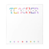 Leraar waardering gepersonaliseerde kleurrijke naa notitieblok (Voorkant)