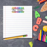Leraar waardering gepersonaliseerde krijt gevoerd notitieblok<br><div class="desc">Teacher Appreciation Personalized Crayon Lined Notitieblok Personaliseer dit ontwerp met de naam van je favoriete docent! Het papier is van hoge kwaliteit en de design zijn levendig. Geweldig voor leraar waardering, leraar einde van het jaar cadeau, Kerstmis, of voor jezelf, als je een leraar bent! Ik hoop dat jullie net...</div>