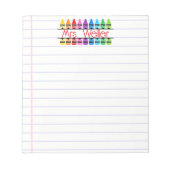 Leraar Waardering Gepersonaliseerde rode kleurpotl Notitieblok (Voorkant)