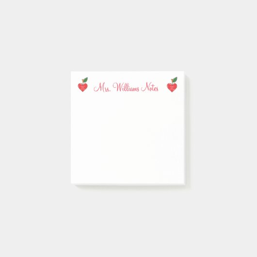 Leraar waardering gepersonaliseerde schattige hart post-it® notes (Voorkant)