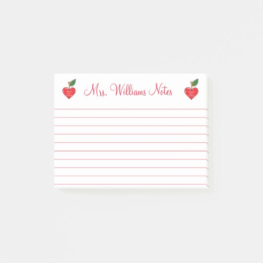 Leraar waardering gepersonaliseerde schattige hart post-it® notes (Voorkant)