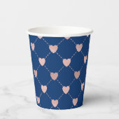 Leraar Waardering Hart Patroon Marine Blauw Papieren Bekers (Achterkant)