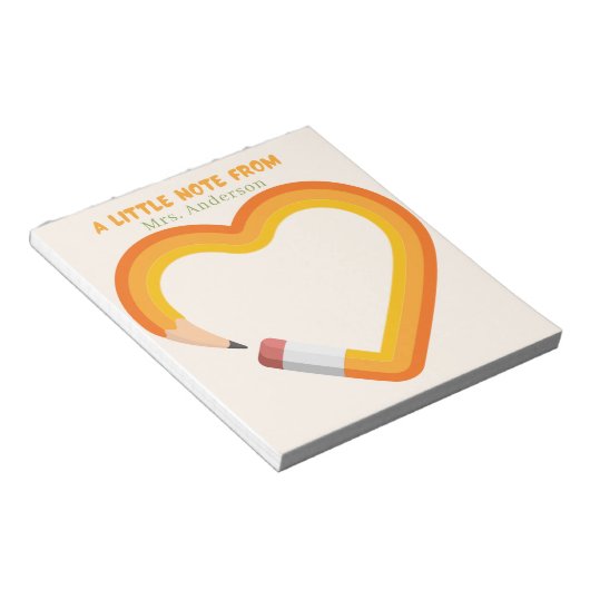 Leraar waardering hart potlood Custom Notitieblok (Schuin)