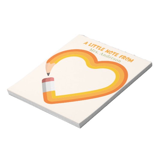 Leraar waardering hart potlood Custom Notitieblok (Linkerzijde)