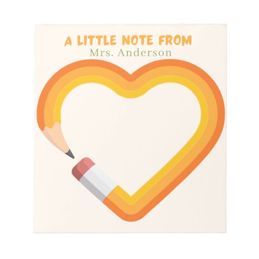 Leraar waardering hart potlood Custom Notitieblok (Voorkant)