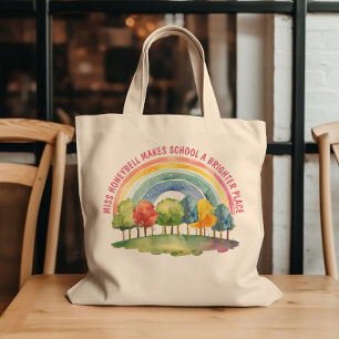 Leraar Waardering Helderder Plaats Regenboogbos Tote Bag