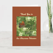 Leraar waardering Klaslokaal Vrijwilliger Vlinder Bedankkaart (Voorkant)