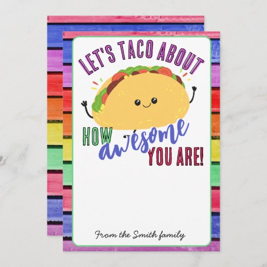 Leraar waardering laat taco over cadeaubon kaart (Voorkant / Achterkant)