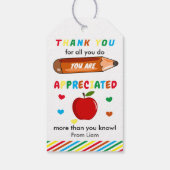 Leraar Waardering LABELS, LERAAR Dank je, School Cadeaulabel (Achterkant)