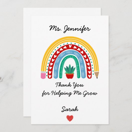Leraar waardering met dank u bericht Custom Feestdagenkaart (Voorkant / Achterkant)