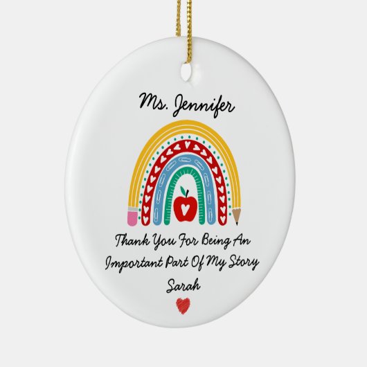 Leraar waardering met dank u bericht Custom Keramisch Ornament (Rechts)