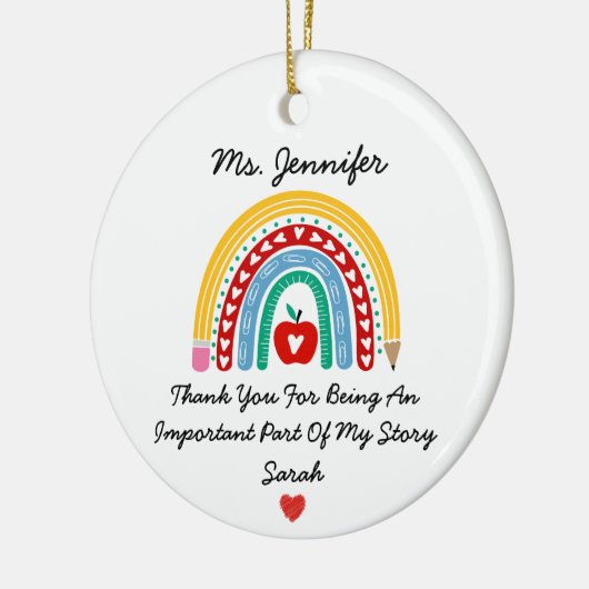 Leraar waardering met dank u bericht Custom Keramisch Ornament (Links)