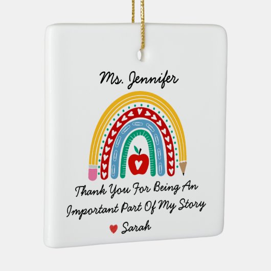 Leraar waardering met dank u bericht Custom Keramisch Ornament (Rechts)