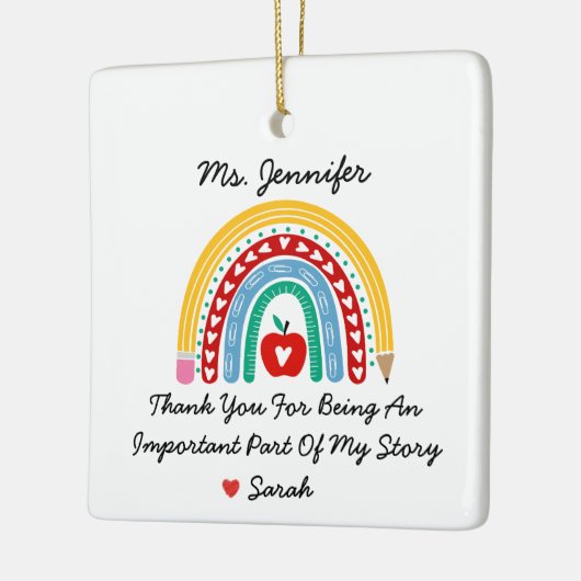 Leraar waardering met dank u bericht Custom Keramisch Ornament (Links)