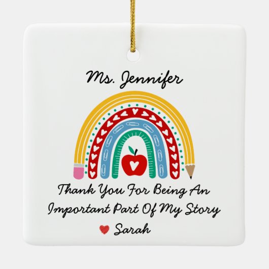 Leraar waardering met dank u bericht Custom Keramisch Ornament (Achterkant)