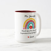 Leraar waardering met dank u bericht Custom Tweekleurige Koffiemok (Voorkant rechts)