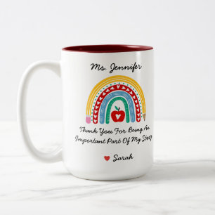 Leraar waardering met dank u bericht Custom Tweekleurige Koffiemok