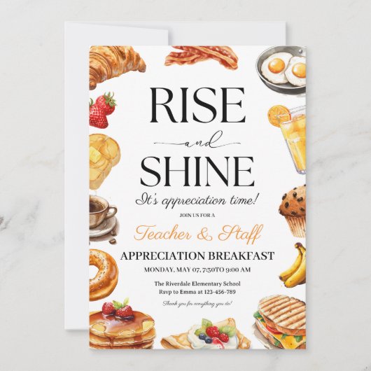Leraar Waardering Ontbijt, Ontbijtfeest Kaart (Voorkant)