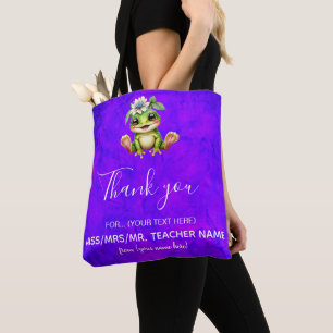 Leraar waardering Paarse groene schildpad Tote Bag