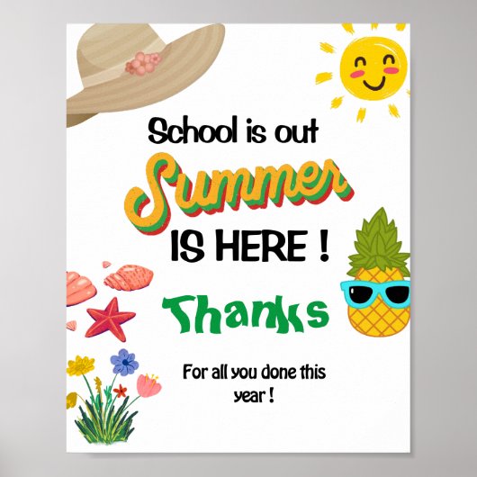 Leraar Waardering Party Sunshine Dank u teken Poster (Voorkant)