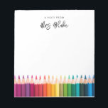Leraar waardering regenboog potloden notitieblok<br><div class="desc">Perfect cadeau voor leraren,  met regenboogpotloden. Naam en tekst kunnen worden bewerkt.</div>