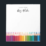 Leraar waardering regenboog potloden notitieblok<br><div class="desc">Perfect cadeau voor leraren,  met regenboogpotloden. Naam en tekst kunnen worden bewerkt.</div>