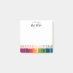Leraar waardering regenboog potloden post-it® notes