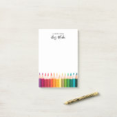 Leraar waardering regenboog potloden post-it® notes (Op bureau)