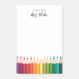 Leraar waardering regenboog potloden post-it® notes