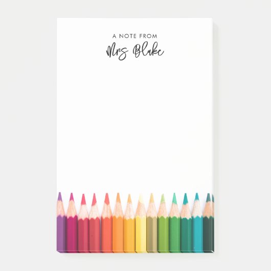 Leraar waardering regenboog potloden post-it® notes (Voorkant)