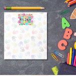 Leraar Waardering Regenboogpotloden Gepersonalisee Notitieblok<br><div class="desc">Leraar Waardering Regenboogpotloden Gepersonaliseerd Notitieblok Geweldig voor je favoriete docent, schoolhoofd, secretaresse, decaan of iemand anders op school! Dit notitieblok is een grote maat, en volledig aanpasbaar! Het stevige papier en het simplistische maar schattige ontwerp van regenboogkleurige potloden met de naam van de leraar erin en een subtiele handafdruk achtergrond...</div>