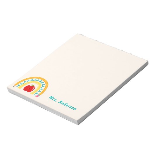 Leraar waardering Retro Rainbow Apple Custom Notitieblok (Linkerzijde)