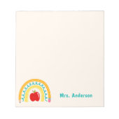 Leraar waardering Retro Rainbow Apple Custom Notitieblok (Voorkant)