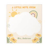 Leraar waardering Retro Regenboog bloesem Custom Notitieblok (Voorkant)