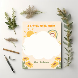 Leraar waardering Retro Regenboog bloesem Custom Notitieblok