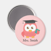 Leraar waardering, roze wijze uil magneet (Voorkant / Achterkant)