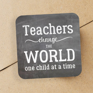 Leraar waardering schoolbord typografie offerte vierkante sticker