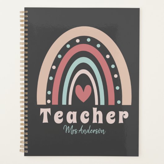 Leraar Waardering Terug naar School Boho Rainbow Planner (Voorkant)