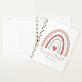 Leraar Waardering Terug naar School Boho Rainbow Planner