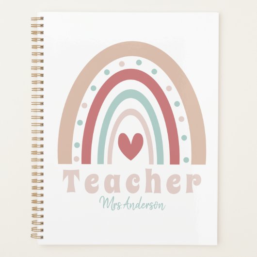 Leraar Waardering Terug naar School Boho Rainbow Planner (Voorkant)