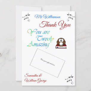 Leraar Waardering Uil Bedankt Cadeau Kaart Houder