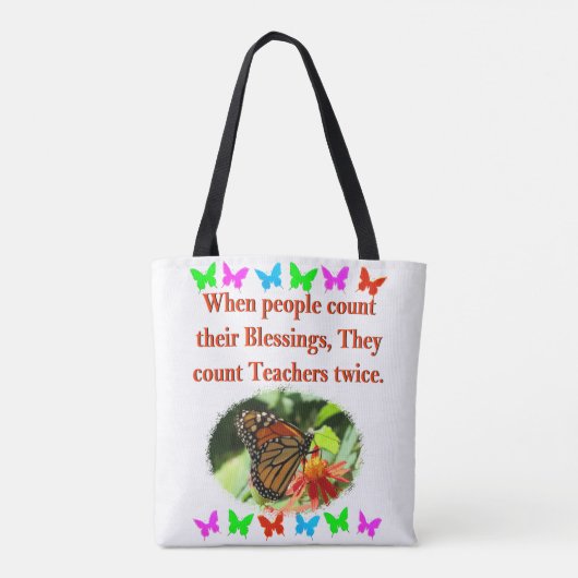LERAAR WAARDERING VLINDERONTWERP TOTE BAG (Achterkant)
