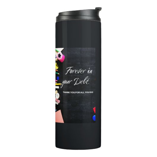 Leraar-waardering voor eeuwig in je schuld thermosbeker (Gedraaid links)